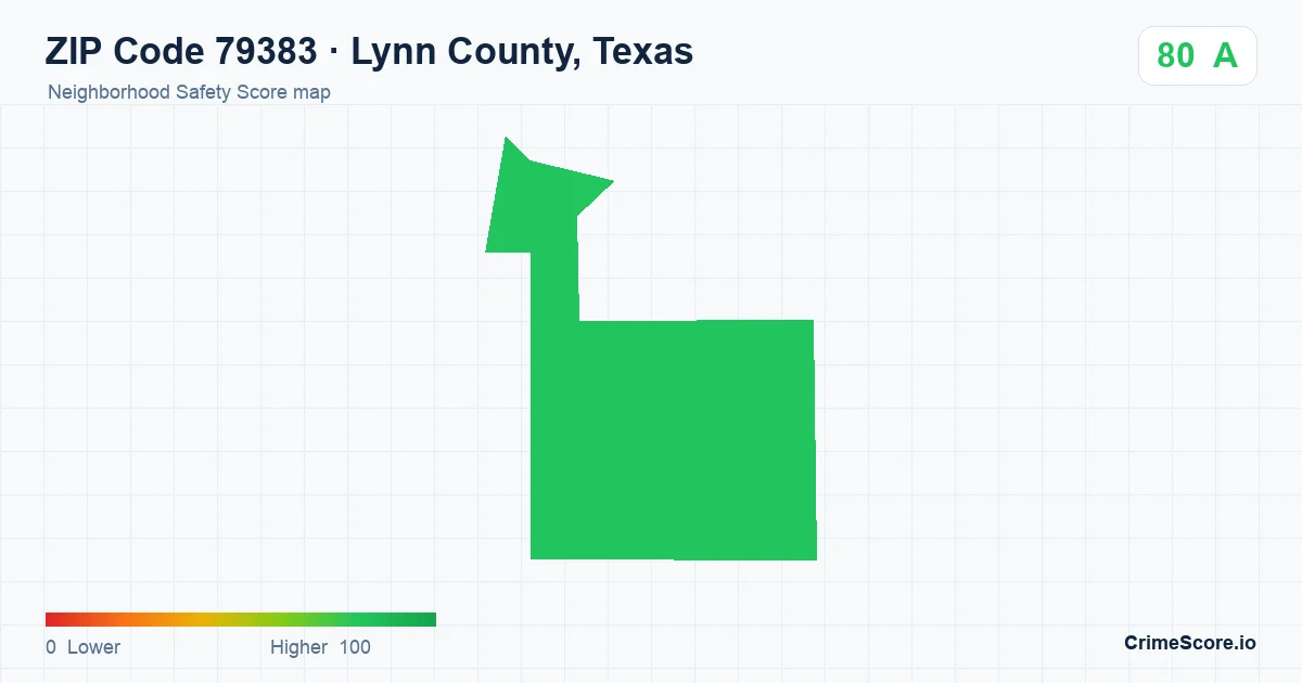 ZIP Code 79383 in Lynn County, Texas neighborhood Safety Score map