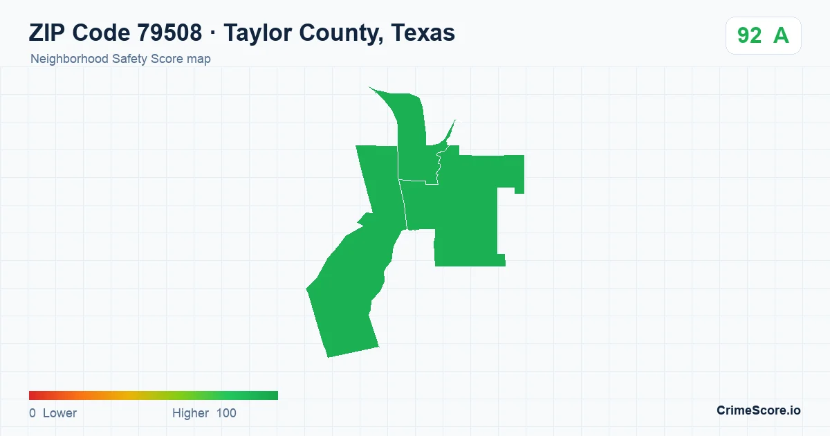 ZIP Code 79508 in Taylor County, Texas neighborhood Safety Score map