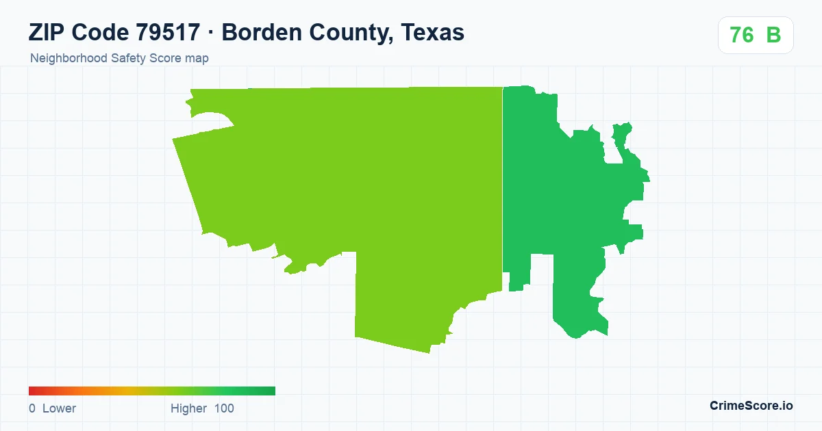 ZIP Code 79517 in Borden County, Texas neighborhood Safety Score map