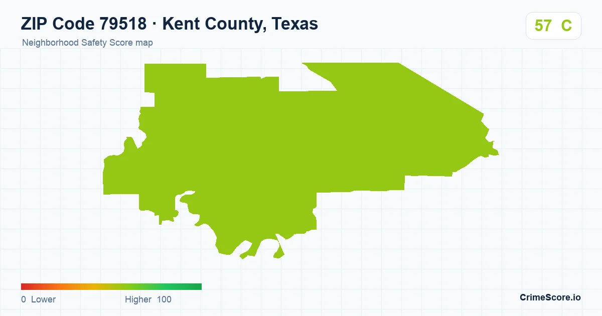 ZIP Code 79518 in Kent County, Texas neighborhood Safety Score map