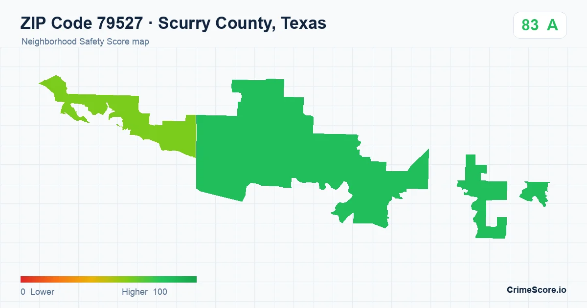 ZIP Code 79527 in Scurry County, Texas neighborhood Safety Score map