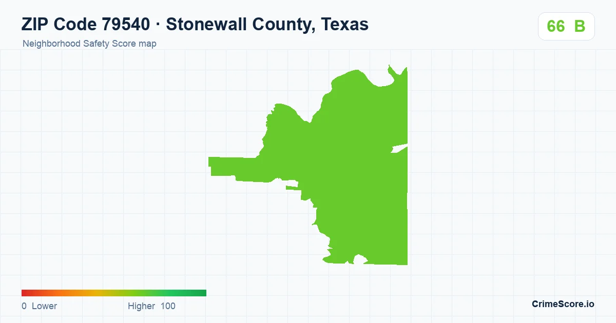 ZIP Code 79540 in Stonewall County, Texas neighborhood Safety Score map