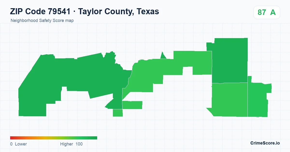 ZIP Code 79541 in Taylor County, Texas neighborhood Safety Score map