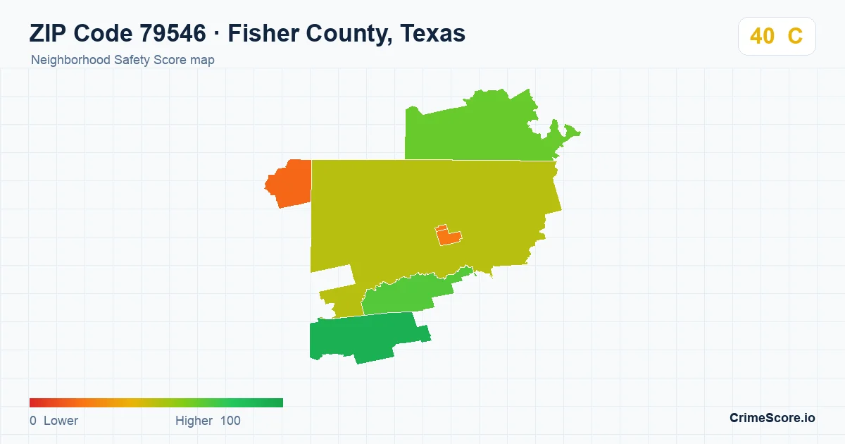 ZIP Code 79546 in Fisher County, Texas neighborhood Safety Score map