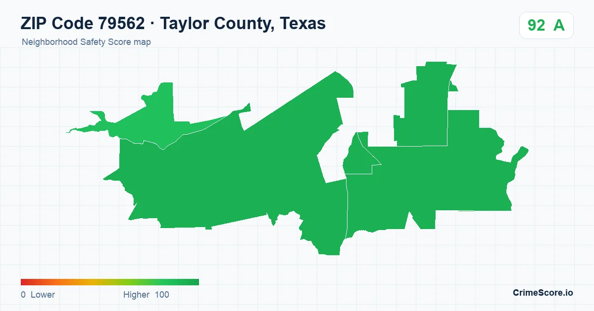 ZIP Code 79562 in Taylor County, Texas neighborhood Safety Score map
