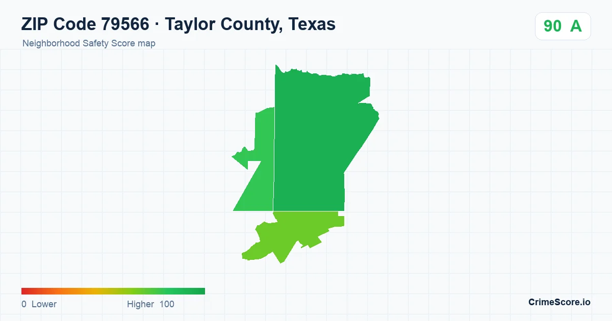 ZIP Code 79566 in Taylor County, Texas neighborhood Safety Score map
