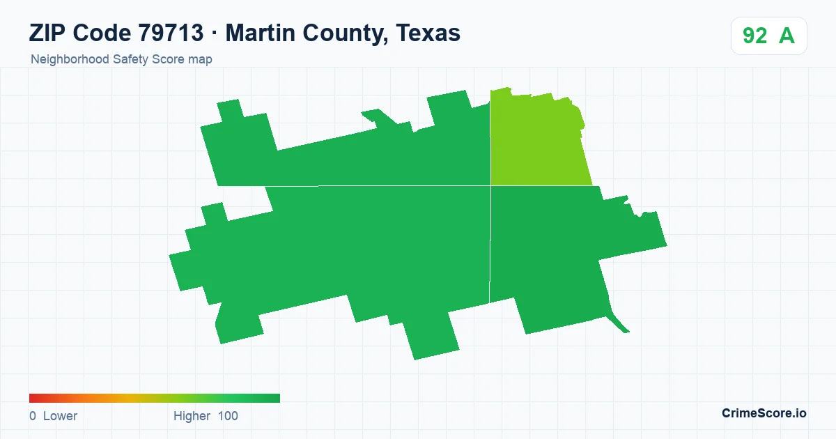 ZIP Code 79713 in Martin County, Texas neighborhood Safety Score map
