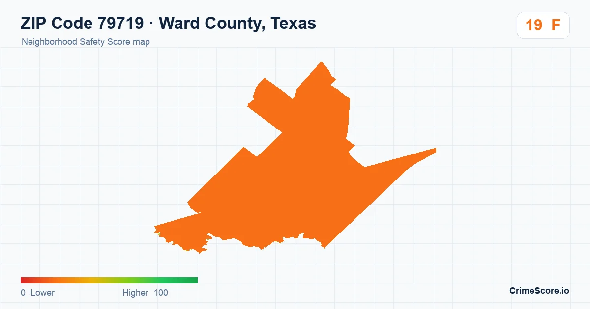 ZIP Code 79719 in Ward County, Texas neighborhood Safety Score map