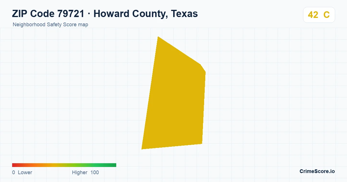 ZIP Code 79721 in Howard County, Texas neighborhood Safety Score map