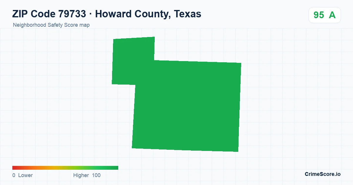 ZIP Code 79733 in Howard County, Texas neighborhood Safety Score map