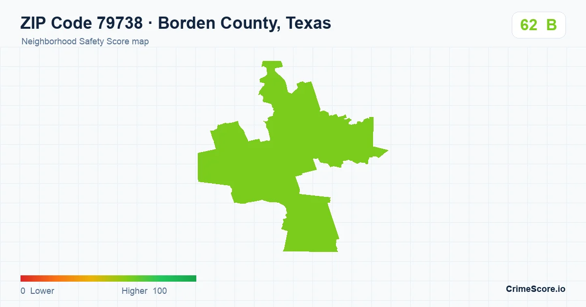 ZIP Code 79738 in Borden County, Texas neighborhood Safety Score map