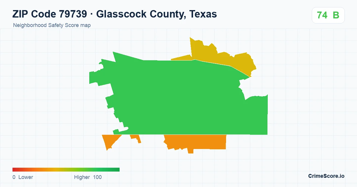 ZIP Code 79739 in Glasscock County, Texas neighborhood Safety Score map
