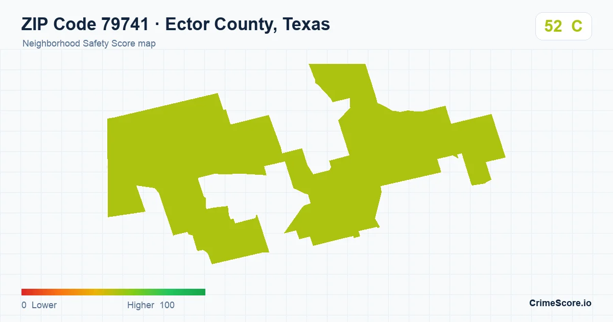 ZIP Code 79741 in Ector County, Texas neighborhood Safety Score map