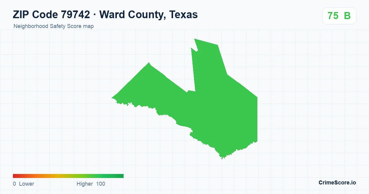 ZIP Code 79742 in Ward County, Texas neighborhood Safety Score map