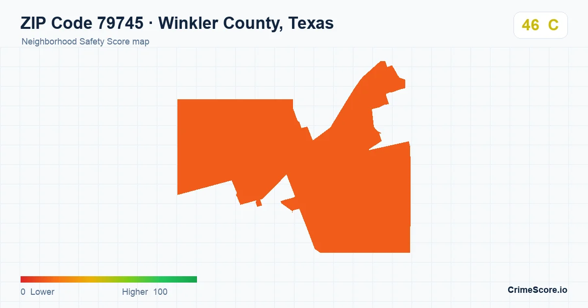 ZIP Code 79745 in Winkler County, Texas neighborhood Safety Score map