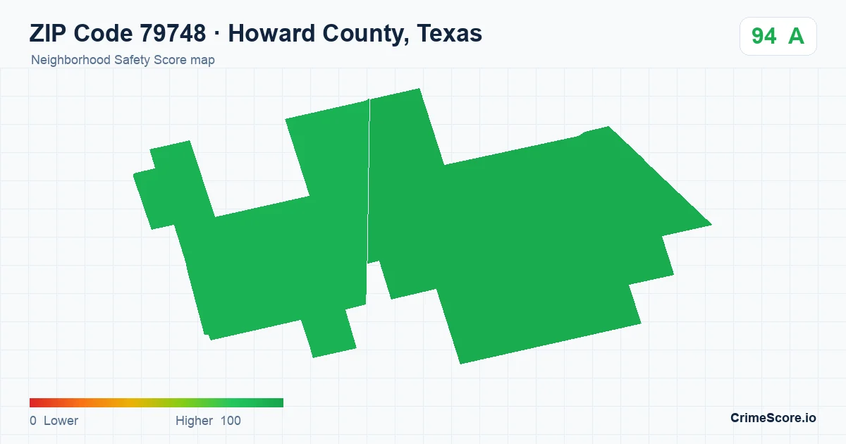 ZIP Code 79748 in Howard County, Texas neighborhood Safety Score map