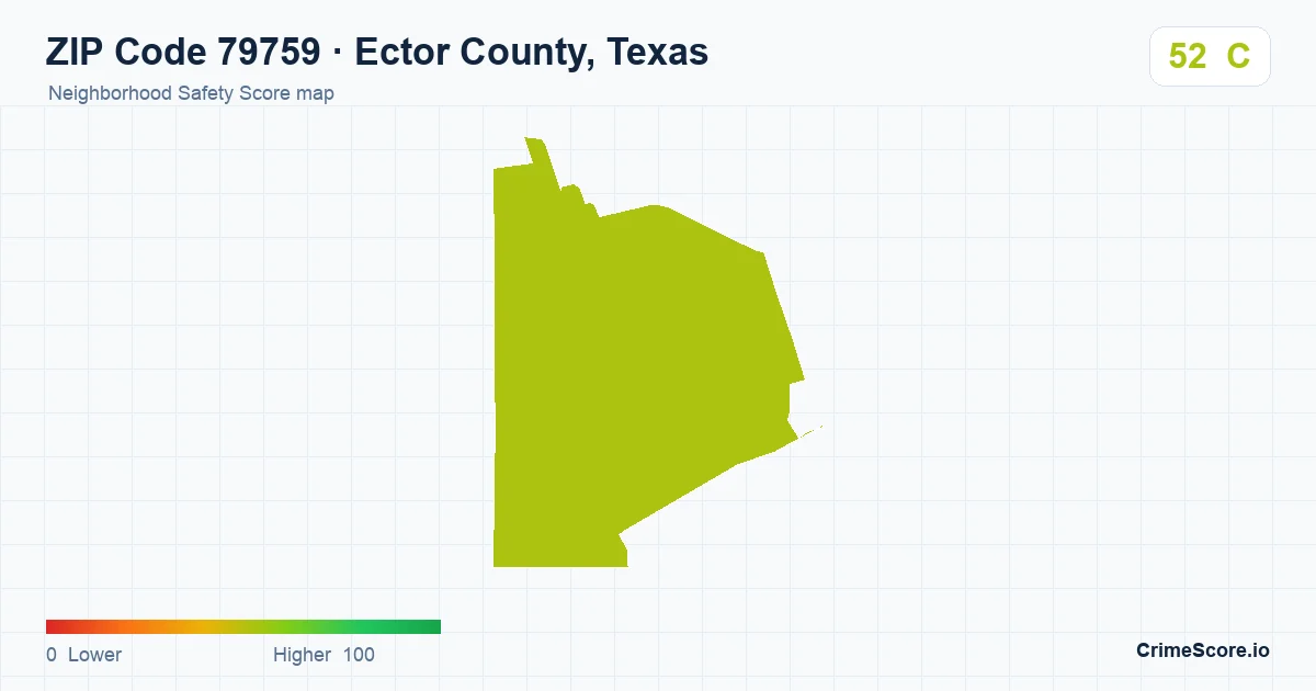 ZIP Code 79759 in Ector County, Texas neighborhood Safety Score map