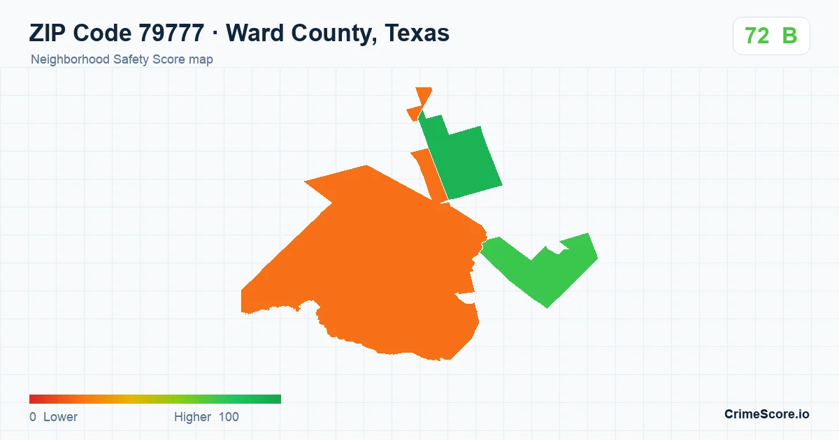 ZIP Code 79777 in Ward County, Texas neighborhood Safety Score map