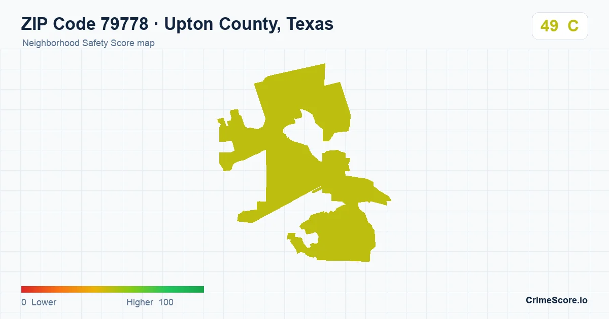 ZIP Code 79778 in Upton County, Texas neighborhood Safety Score map