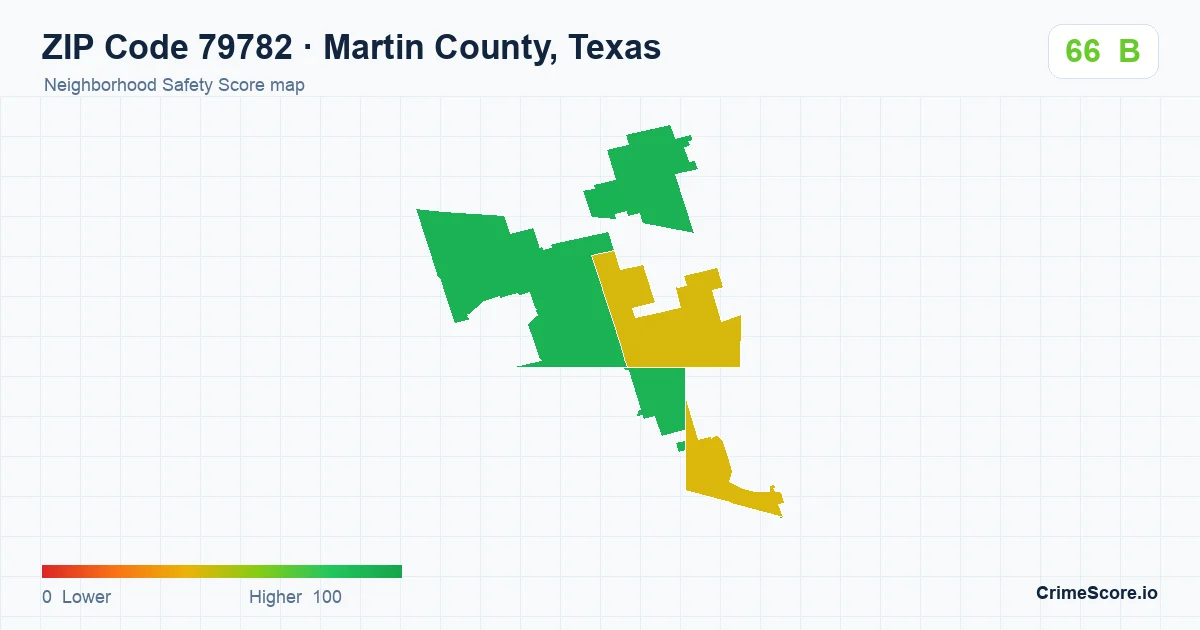 ZIP Code 79782 in Martin County, Texas neighborhood Safety Score map