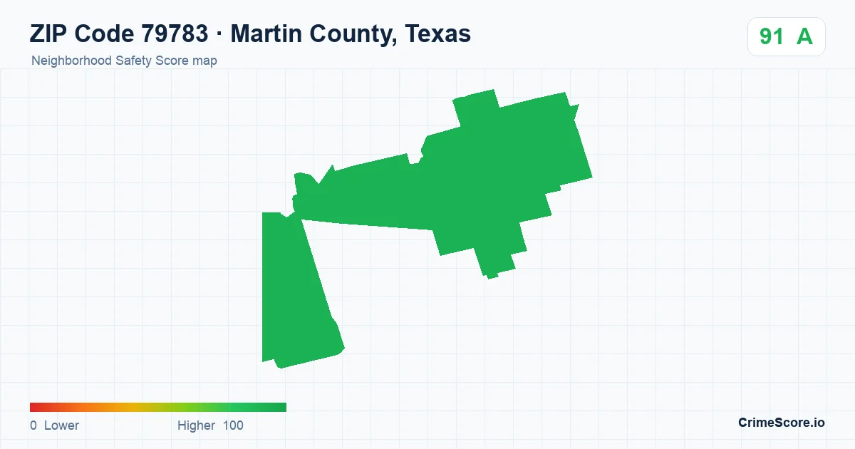 ZIP Code 79783 in Martin County, Texas neighborhood Safety Score map