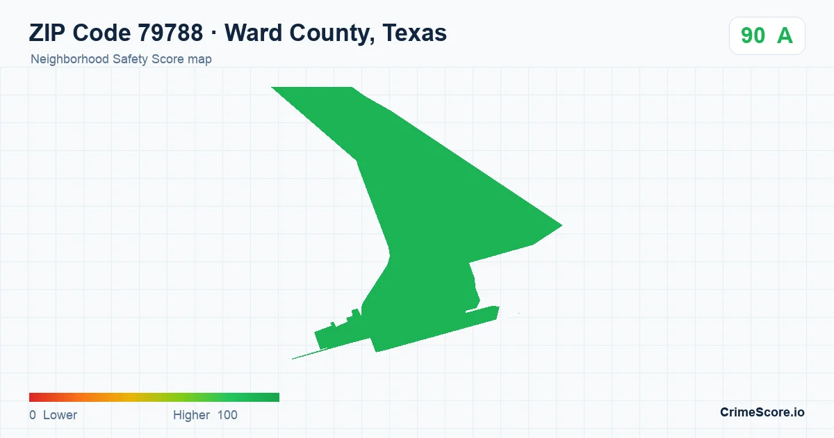 ZIP Code 79788 in Ward County, Texas neighborhood Safety Score map