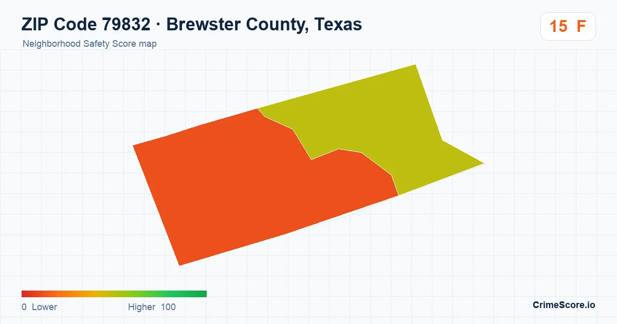 ZIP Code 79832 in Brewster County, Texas neighborhood Safety Score map