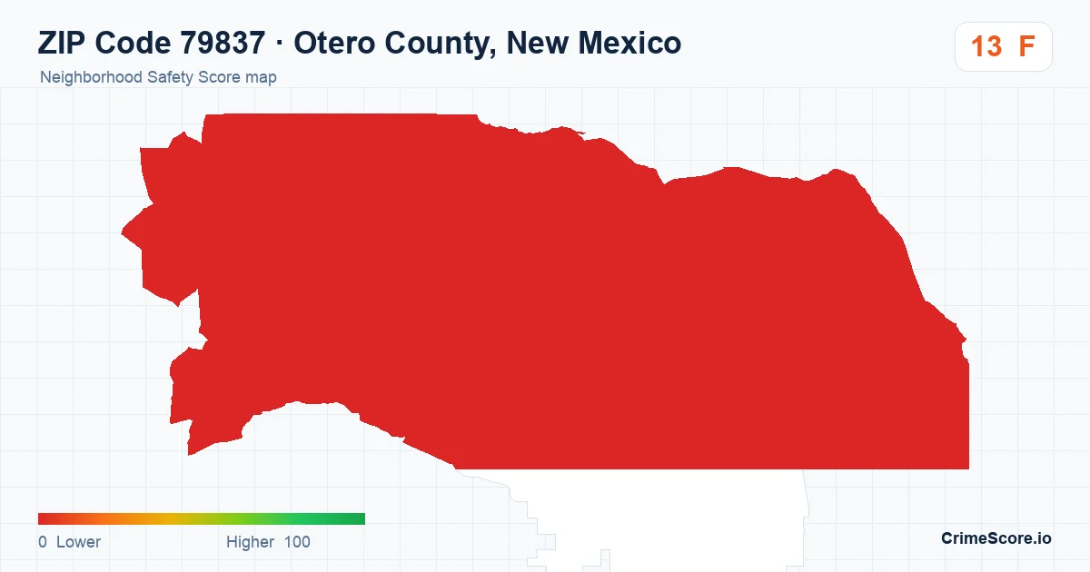 ZIP Code 79837 in Otero County, New Mexico neighborhood Safety Score map