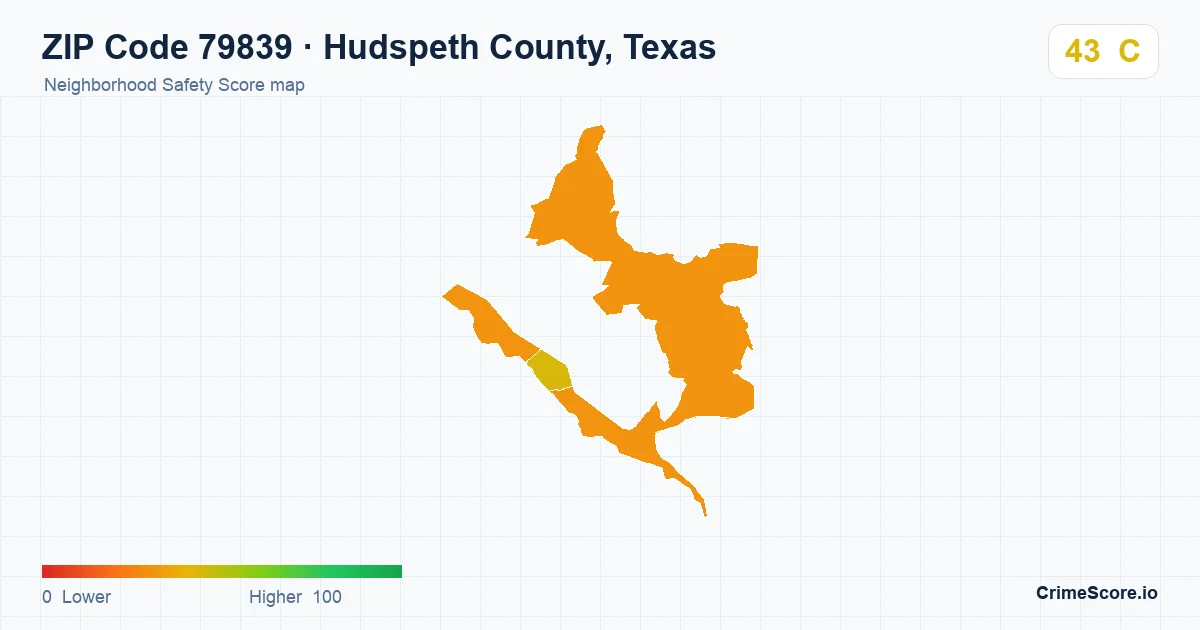 ZIP Code 79839 in Hudspeth County, Texas neighborhood Safety Score map