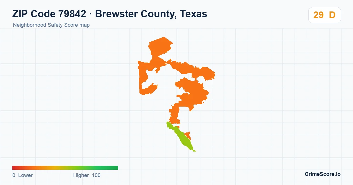 ZIP Code 79842 in Brewster County, Texas neighborhood Safety Score map