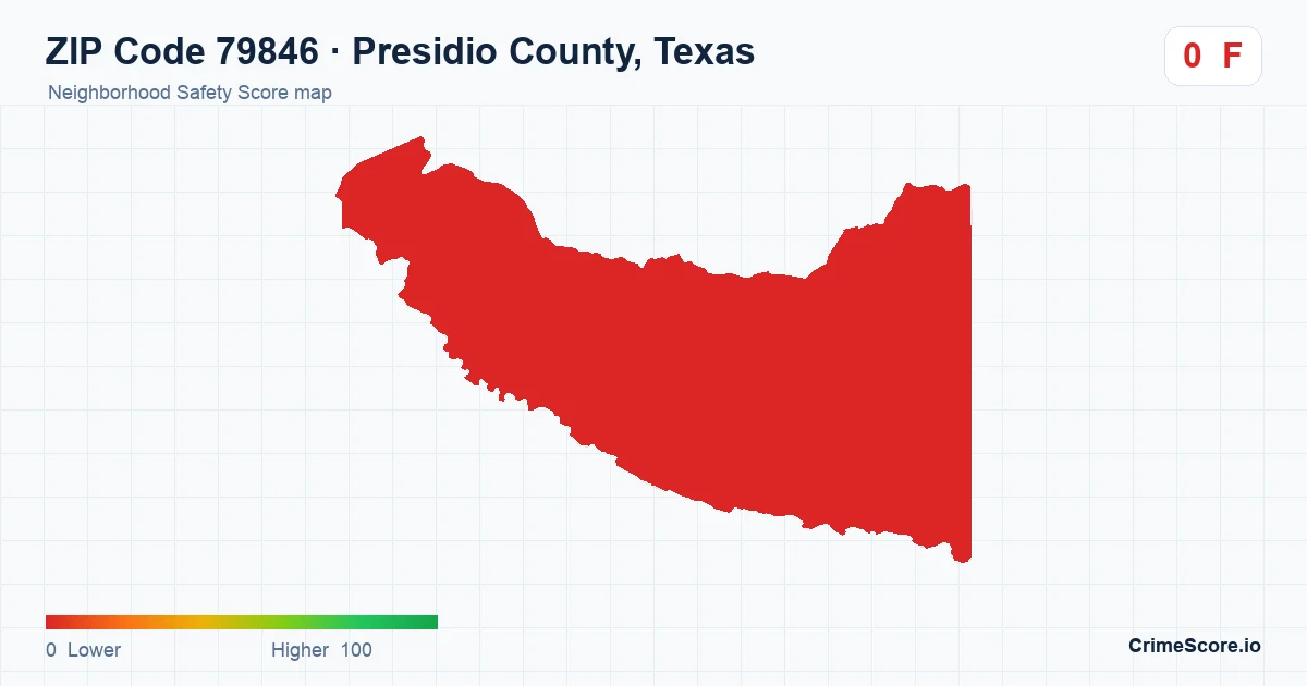 ZIP Code 79846 in Presidio County, Texas neighborhood Safety Score map