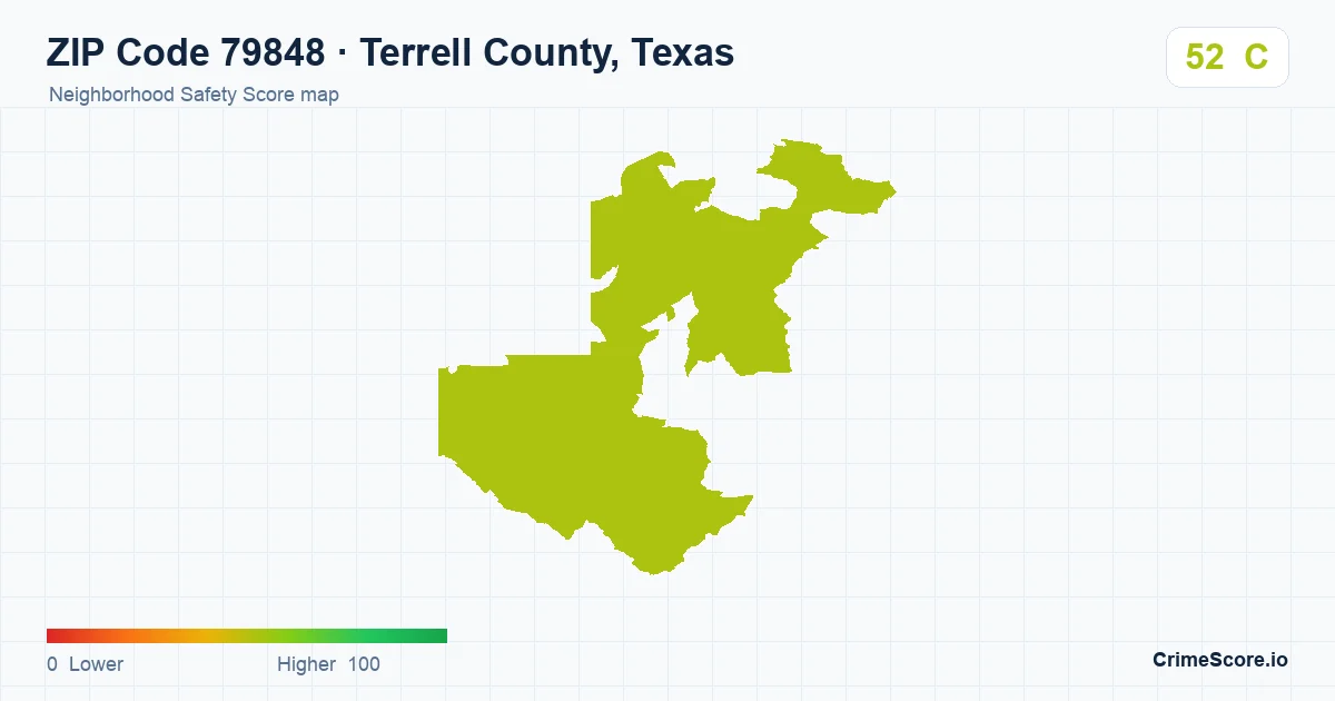 ZIP Code 79848 in Terrell County, Texas neighborhood Safety Score map