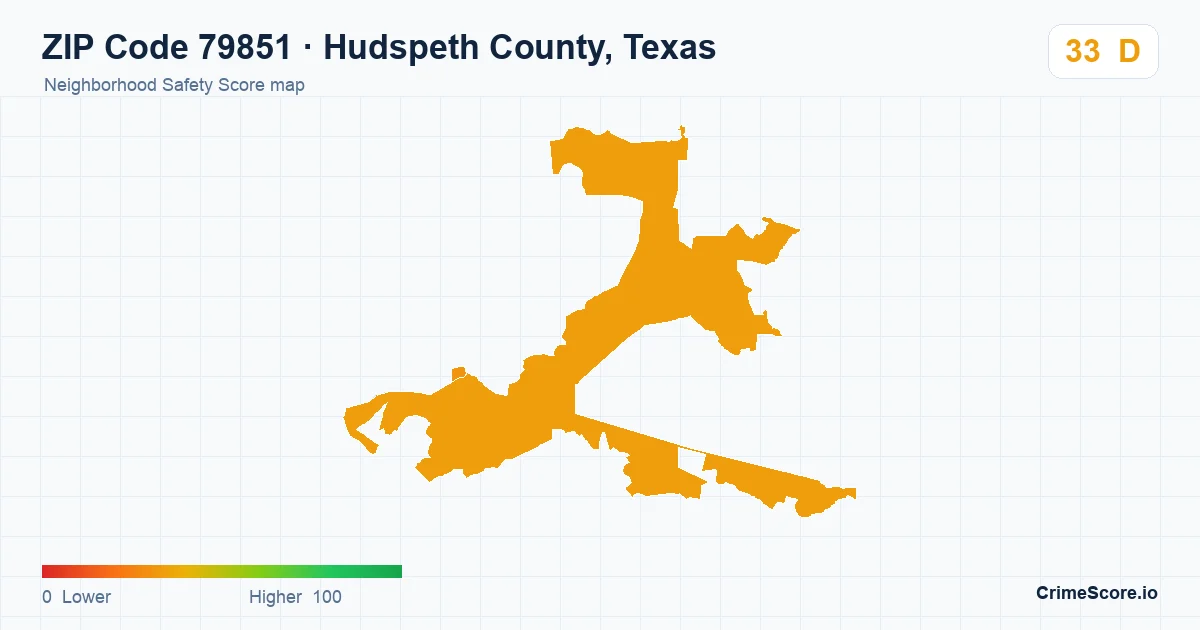 ZIP Code 79851 in Hudspeth County, Texas neighborhood Safety Score map