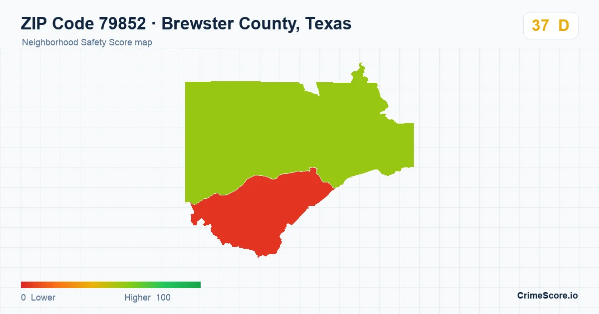 ZIP Code 79852 in Brewster County, Texas neighborhood Safety Score map