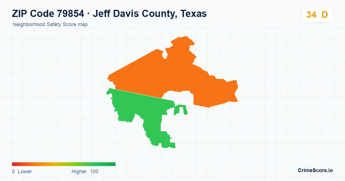 ZIP Code 79854 in Jeff Davis County, Texas neighborhood Safety Score map
