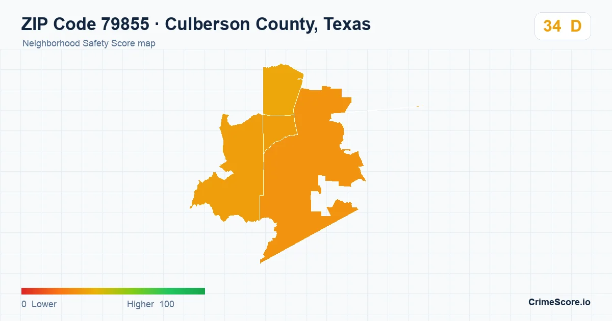 ZIP Code 79855 in Culberson County, Texas neighborhood Safety Score map