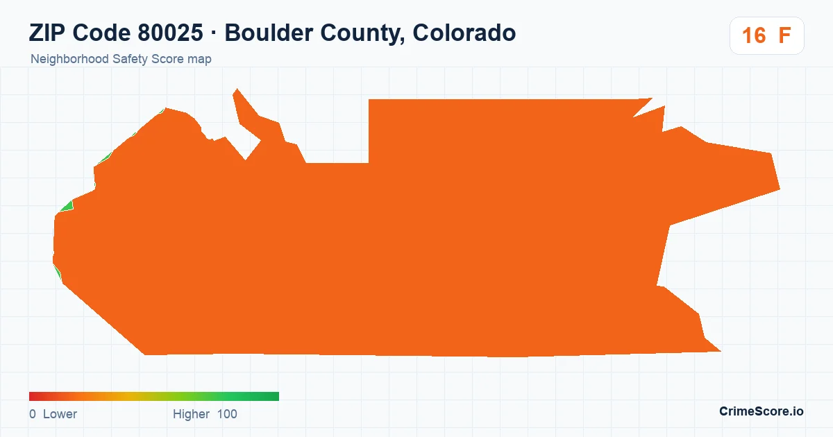 ZIP Code 80025 in Boulder County, Colorado neighborhood Safety Score map