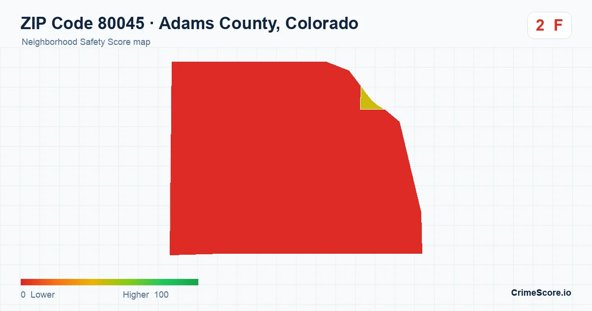 ZIP Code 80045 in Adams County, Colorado neighborhood Safety Score map