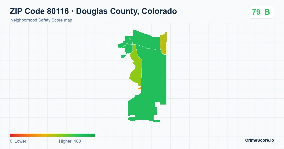 ZIP Code 80116 in Douglas County, Colorado neighborhood Safety Score map