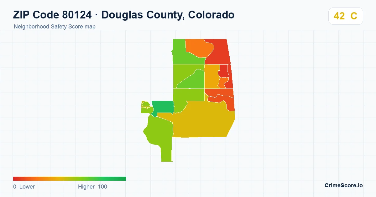 ZIP Code 80124 in Douglas County, Colorado neighborhood Safety Score map