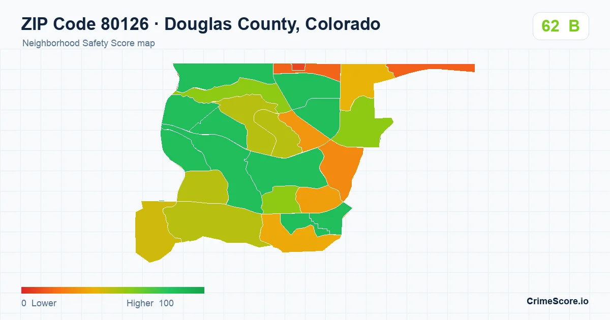 ZIP Code 80126 in Douglas County, Colorado neighborhood Safety Score map