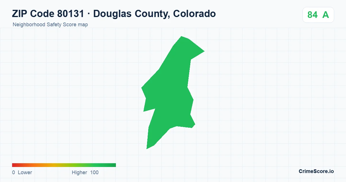 ZIP Code 80131 in Douglas County, Colorado neighborhood Safety Score map