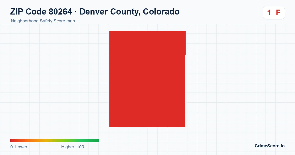 ZIP Code 80264 in Denver County, Colorado neighborhood Safety Score map