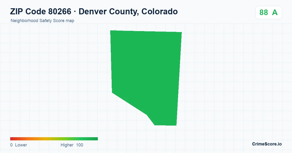 ZIP Code 80266 in Denver County, Colorado neighborhood Safety Score map