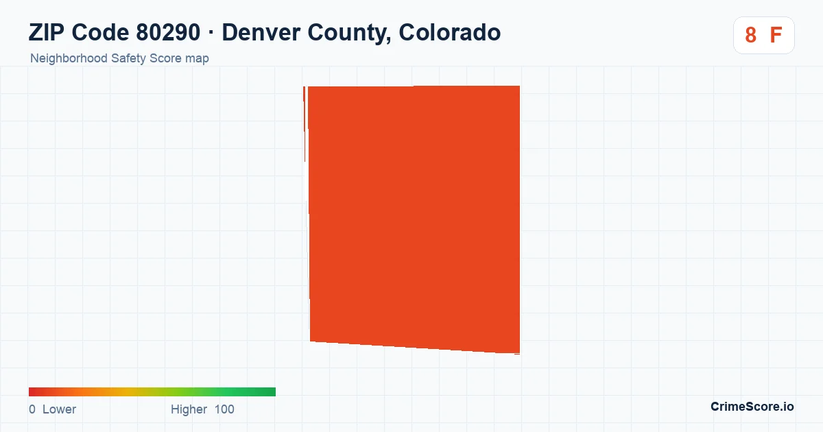 ZIP Code 80290 in Denver County, Colorado neighborhood Safety Score map