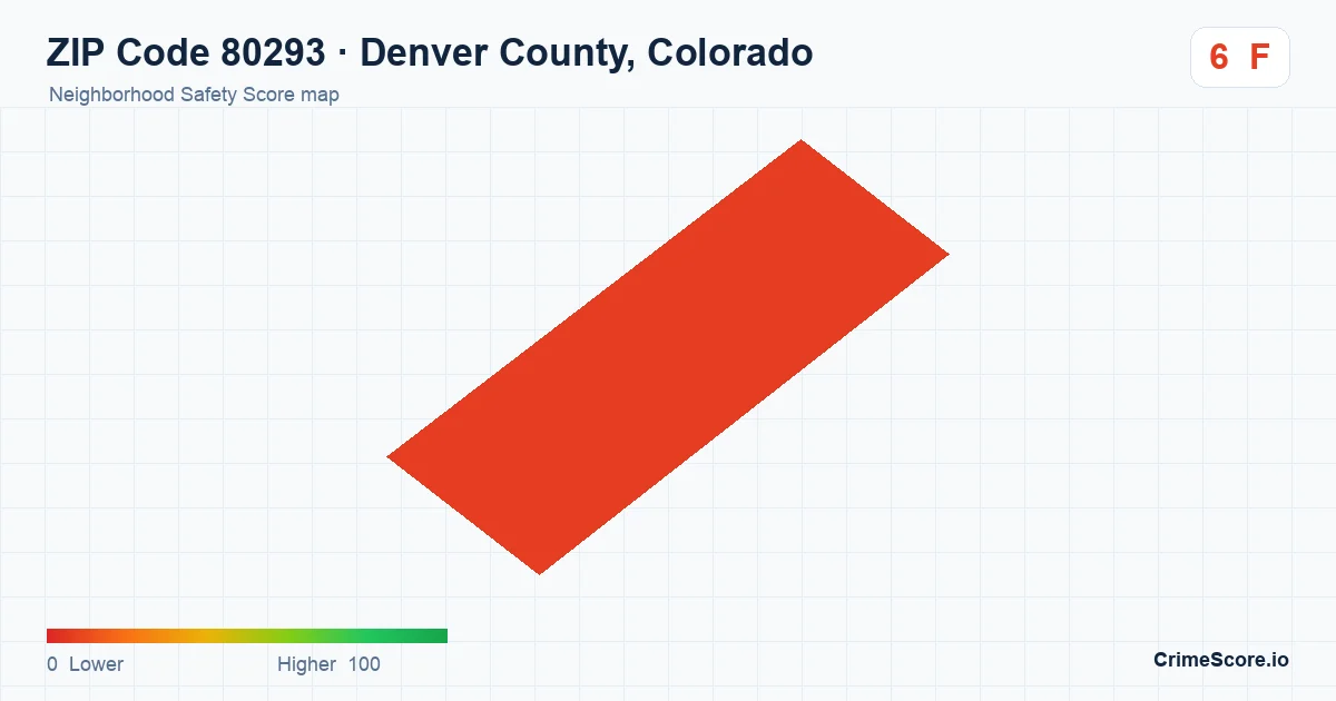 ZIP Code 80293 in Denver County, Colorado neighborhood Safety Score map