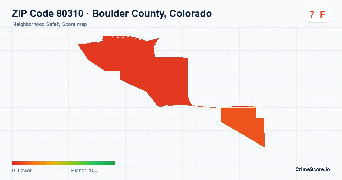 ZIP Code 80310 in Boulder County, Colorado neighborhood Safety Score map