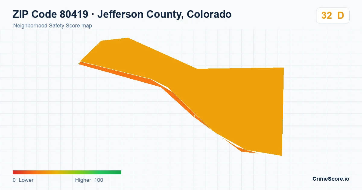 ZIP Code 80419 in Jefferson County, Colorado neighborhood Safety Score map