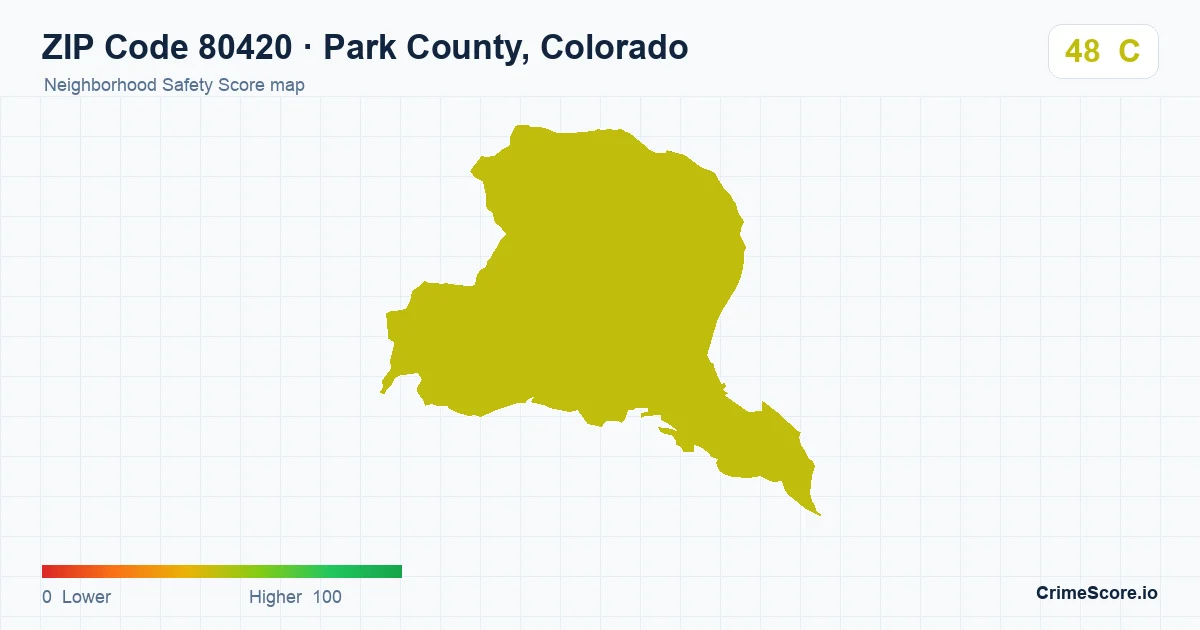 ZIP Code 80420 in Park County, Colorado neighborhood Safety Score map