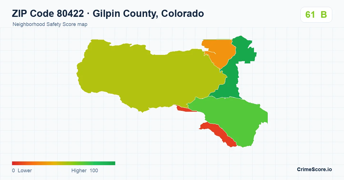 ZIP Code 80422 in Gilpin County, Colorado neighborhood Safety Score map